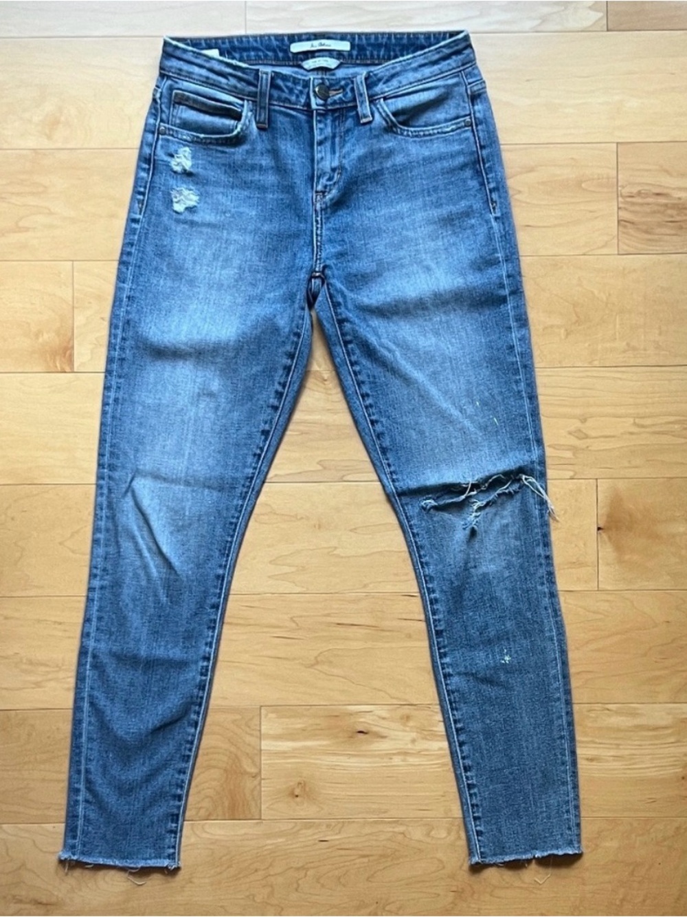 Sam Edelman The Kitten Distressed Skinny Ankle Jeans Raw Hem Size 26